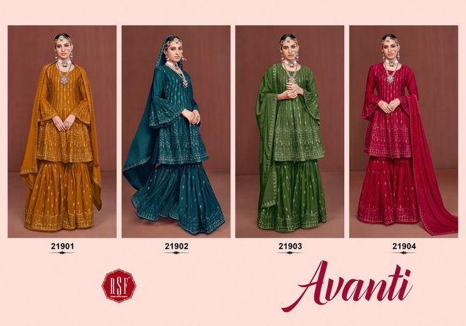 AVANTI Heavy Wedding Wear Pure chinon silk New Designer Sharara Suit Latest Collection